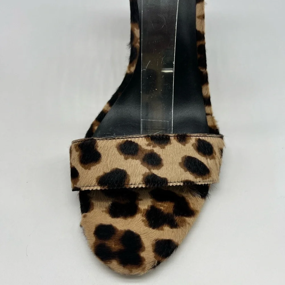 Diane Von Furstenberg - Chain-link Leopard Ankle Strap Open Toe High Heels SZ 11